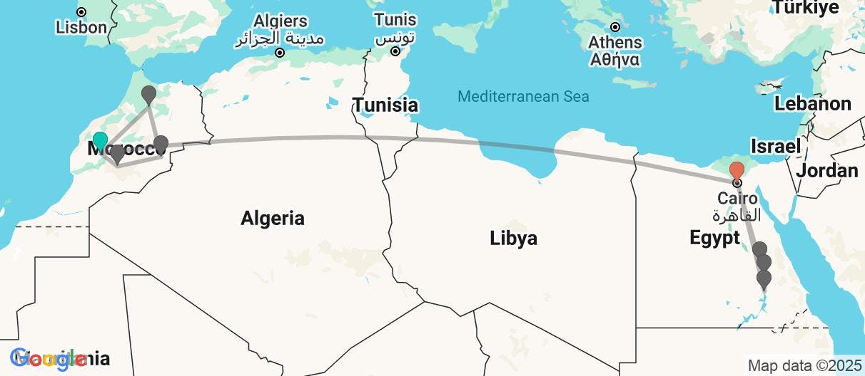 Map of Desiertos, faraones y crucero por el Nilo