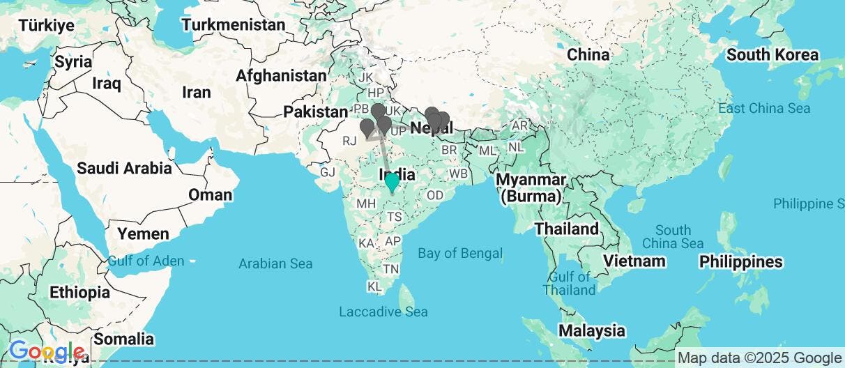 Map of Del Taj Mahal al Himalaya