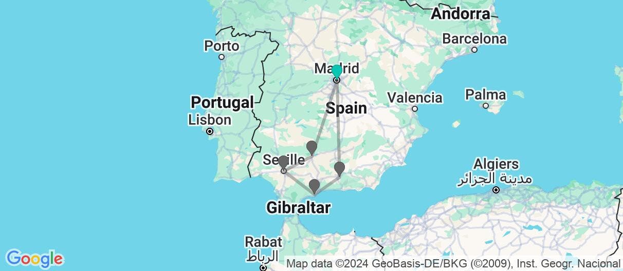 Map of Madrid, Andalucía, Costa del Sol y Toledo