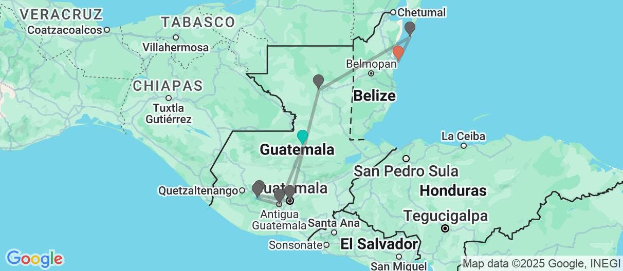 Map of De Tikal a la auténtica Isla Bonita