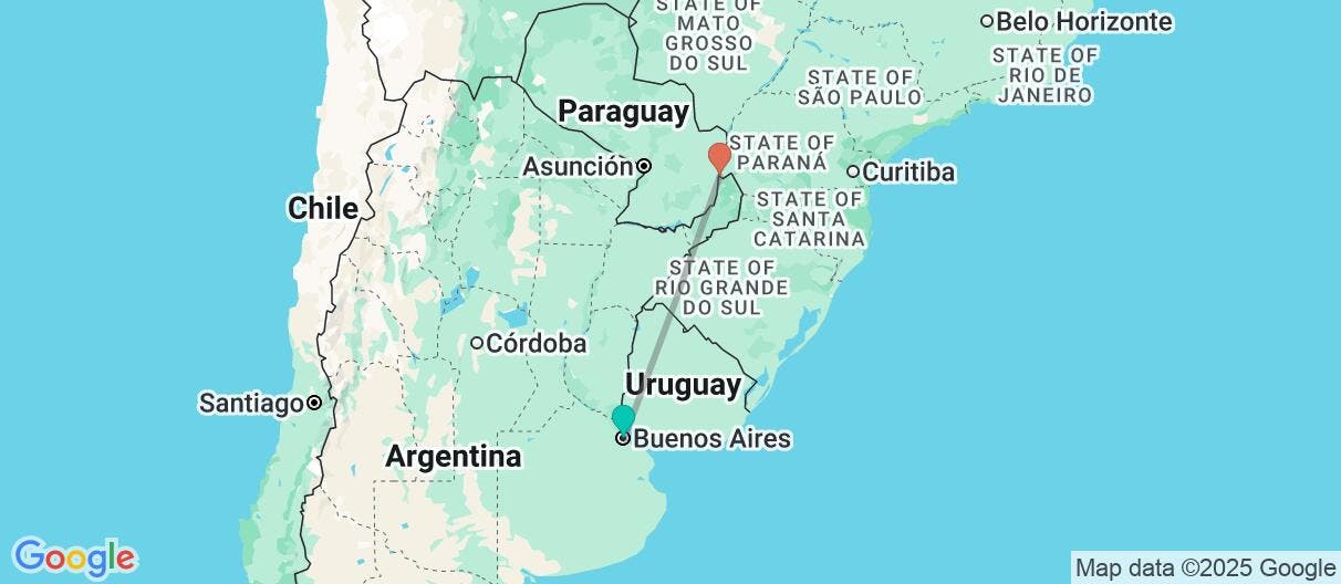 Map of De la cultura porteña a la selva de Iguazú