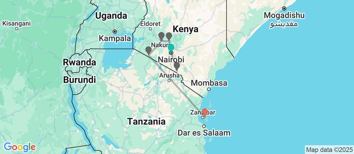 Map of Safari de lujo y Todo Incluido en Zanzíbar